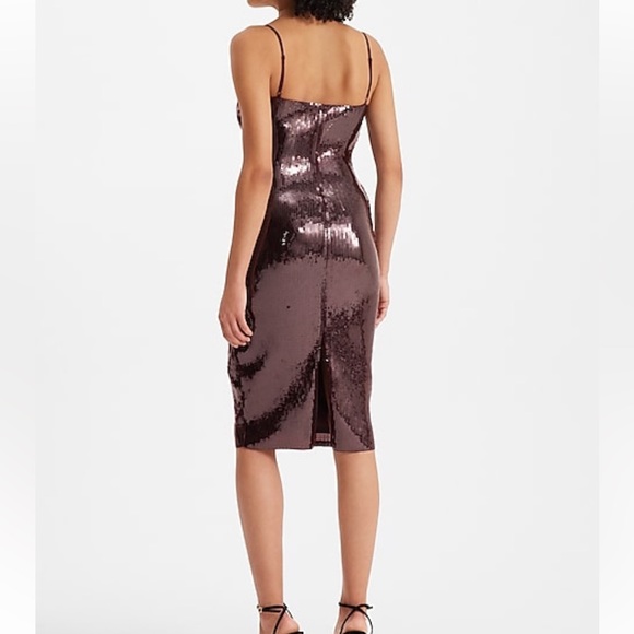 NWT Express Sequin Sweetheart Neckline Midi Sheath Dress - Picture 2 of 13